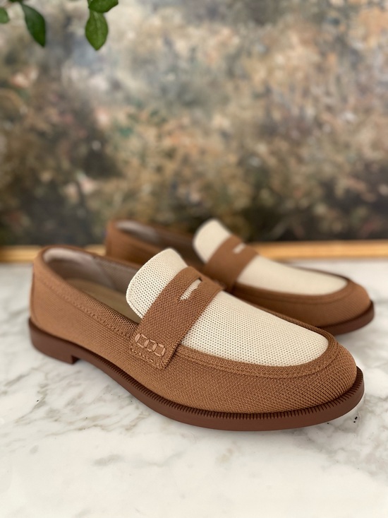 Rothy's Shoes - Rothy’s The Penny Loafer Cortado Brown‎ Cream Knit Size 8.5